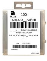 AFX-ABA32-VB100 Aluminum/Aluminum 3/32" Open End Dome Head - Visual Box